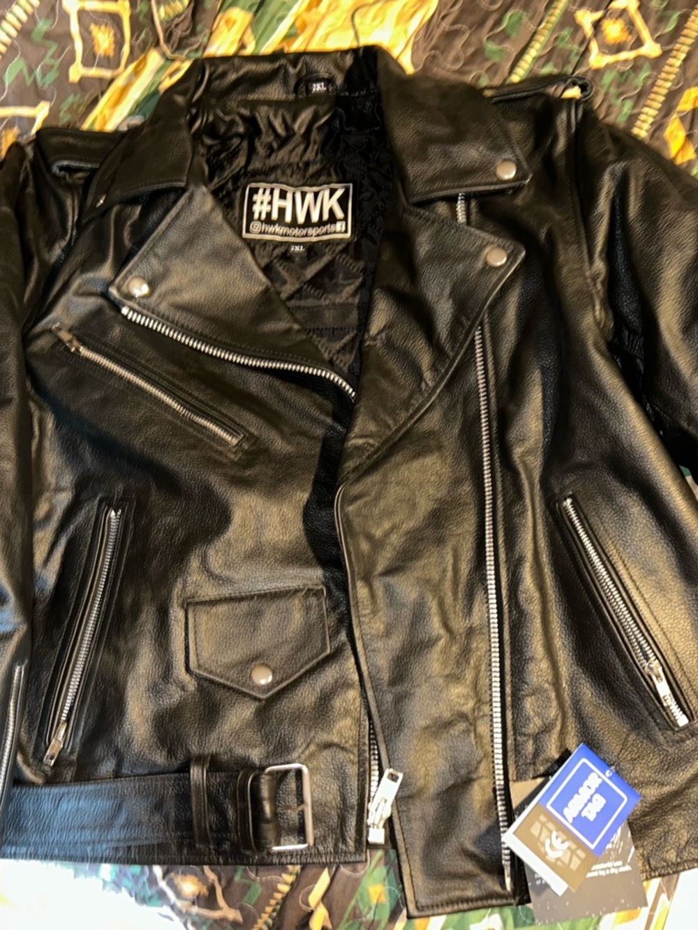 Brand new with tags leather motorcycle jacket with removable protection shields